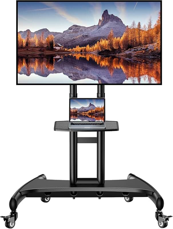 Rolling TV Stand for 32-75 Inch Flat and Curved TVs