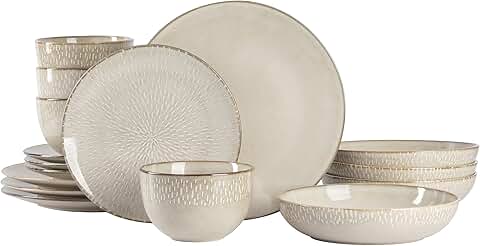 16-Piece Taupe Dinnerware Set for Four