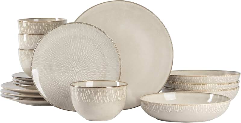Set of 16 stainless steel dinner plates, 9-inch round serving dishes