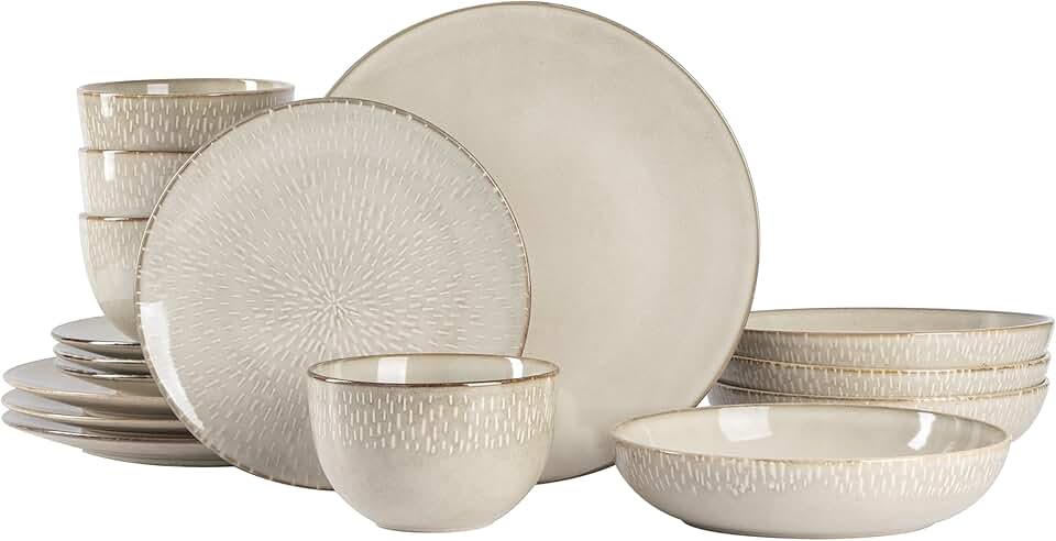 16-Piece Taupe Dinnerware Set for Four