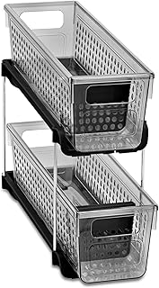 Mini 2-Tier Plastic Organizer with Slide-Out Bins