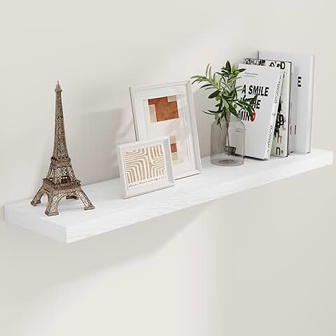 White 48-Inch Long Floating Wall Shelves