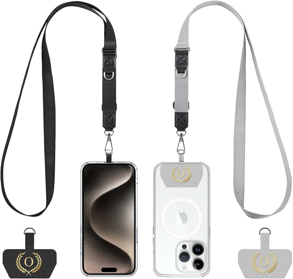 Two Adjustable Cell Phone Lanyards with Patches