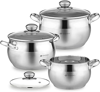 6-Piece Stainless Steel Induction Cookware Set with Lids