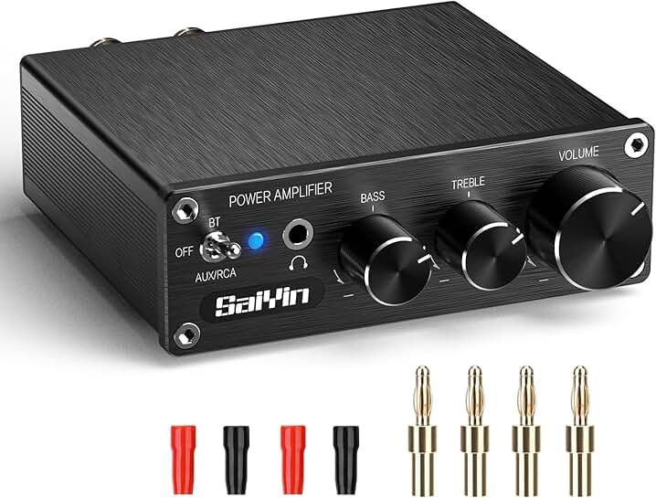 Home Audio Power Amplifier with Bluetooth and Bass/Treble Control