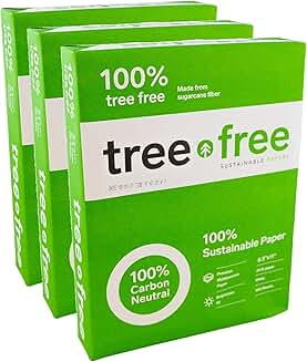Tree-Free 20 lb Copy Paper, 8.5" x 11", 3 Reams