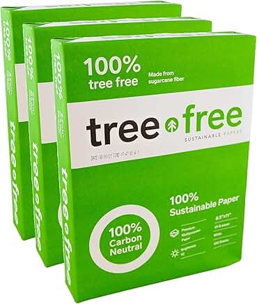Tree-Free 20 lb Copy Paper, 8.5" x 11", 3 Reams