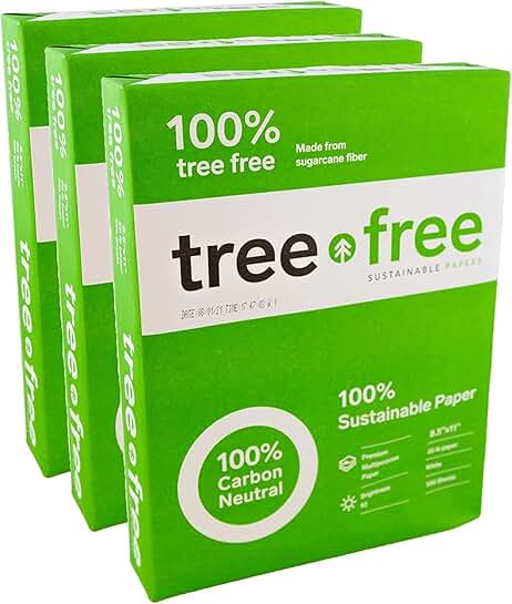 Tree-Free 20 lb Copy Paper, 8.5" x 11", 3 Reams