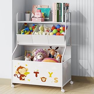 3-Tier Kids Toy Storage Organizer with Wheels