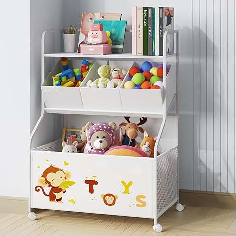 3-Tier Kids Toy Storage Organizer with Wheels