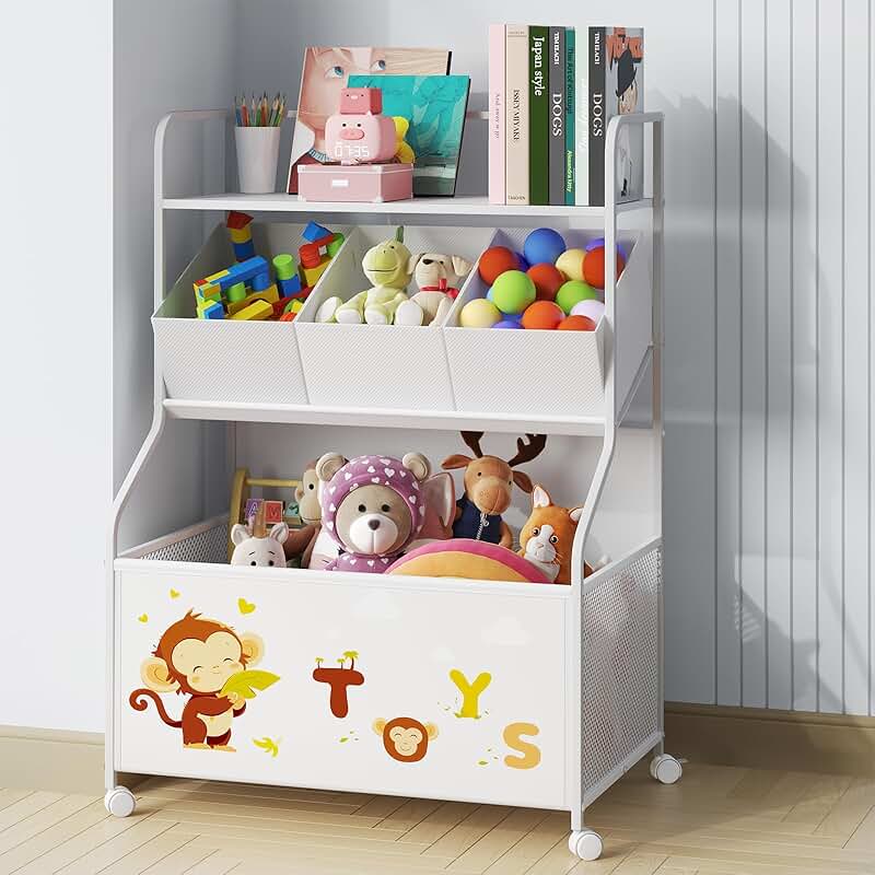 3-Tier Kids Toy Storage Organizer with Wheels