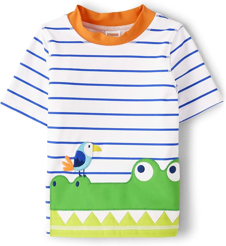 Toddler and Boys Embroidered Short Sleeve Rashguard