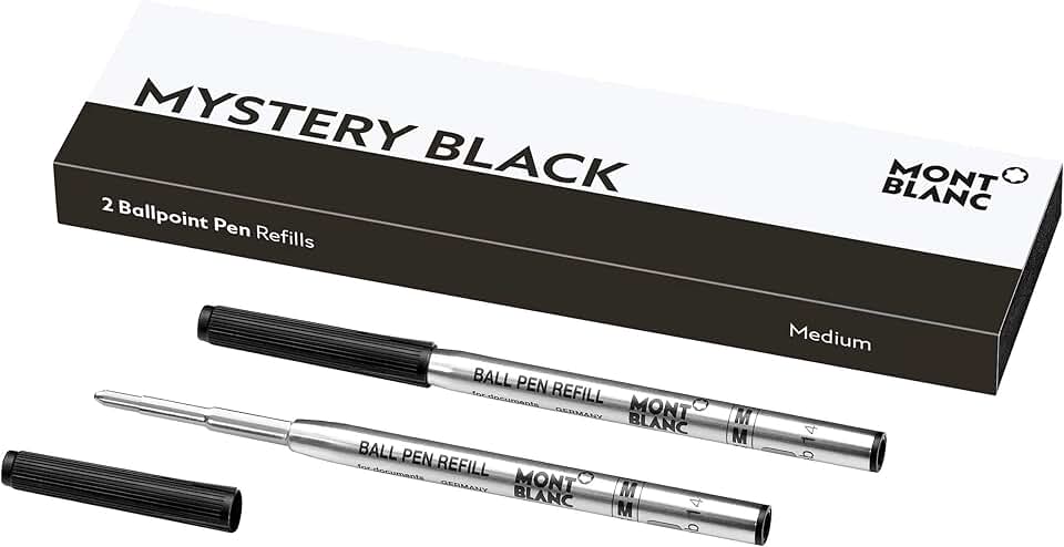 Black Ballpoint Pen Refills, Medium Tip, 2 Pack