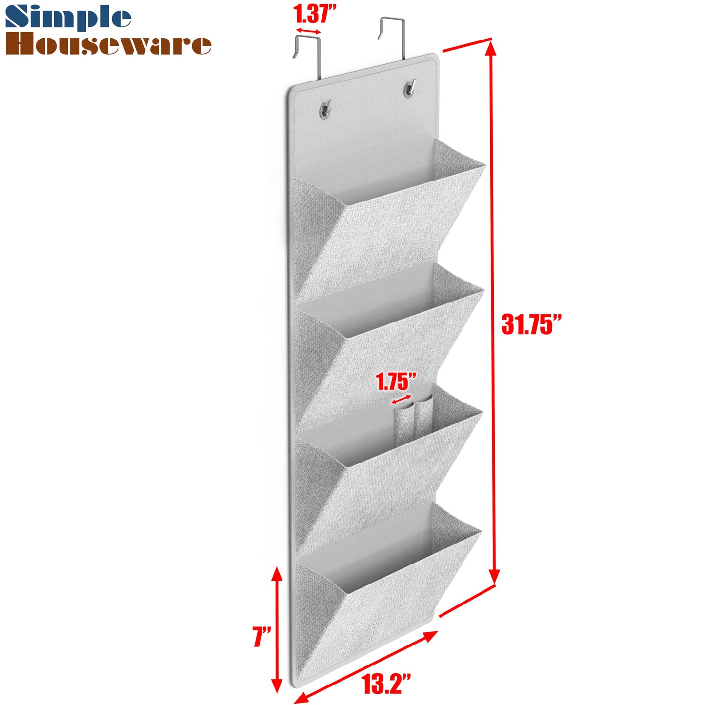 Over the door wall file organizer with four pockets