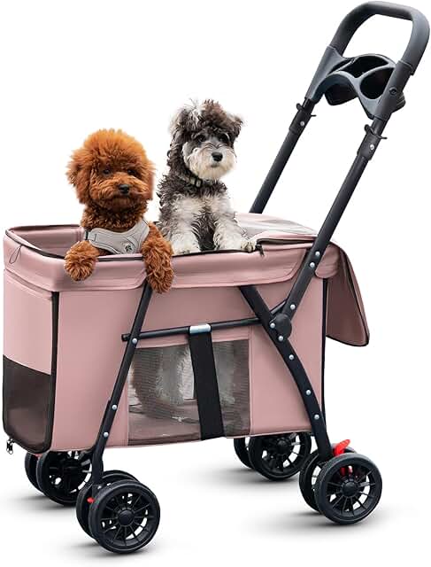 Pink Pet Stroller for Cats and Dogs