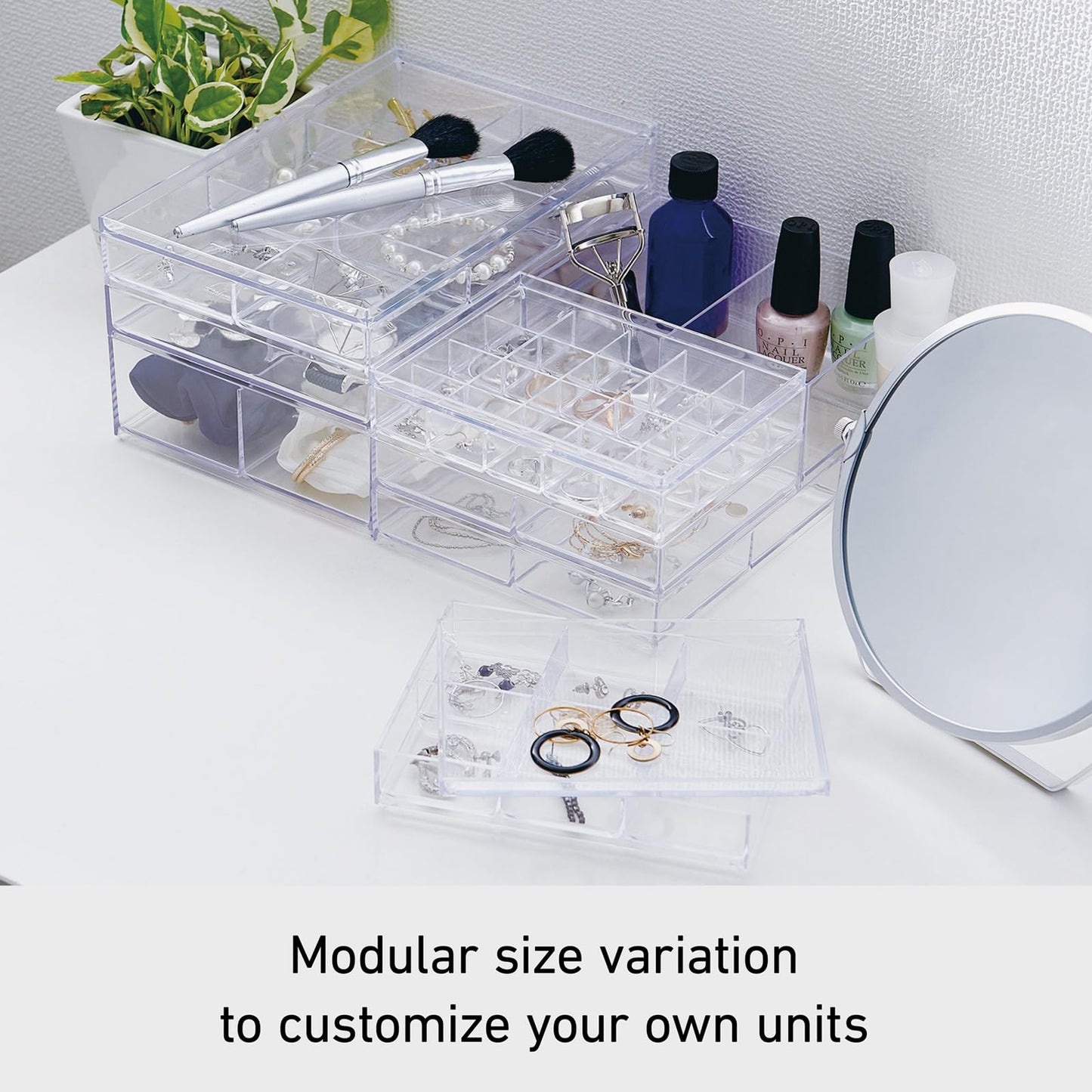 Stackable A6 Drawer Organizer, 20 Divides, Clear