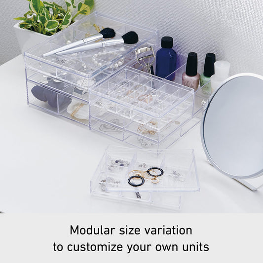 Stackable A6 Drawer Organizer, 20 Divides, Clear