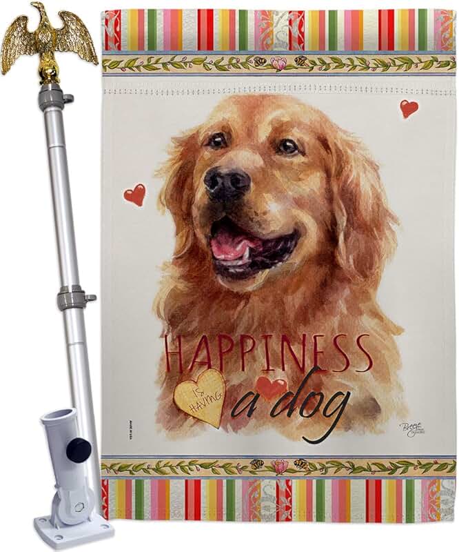 Dark Golden Retriever House Flag with Dog and Animal Design