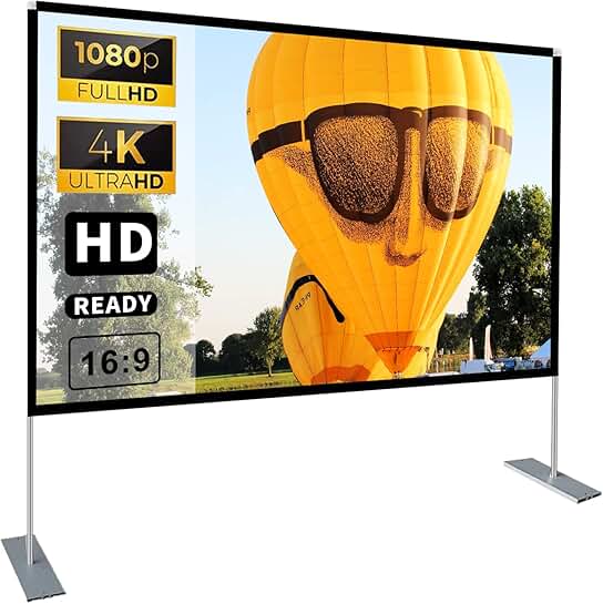 100-Inch 16:9 HD 4K Portable Projector Screen with Stand