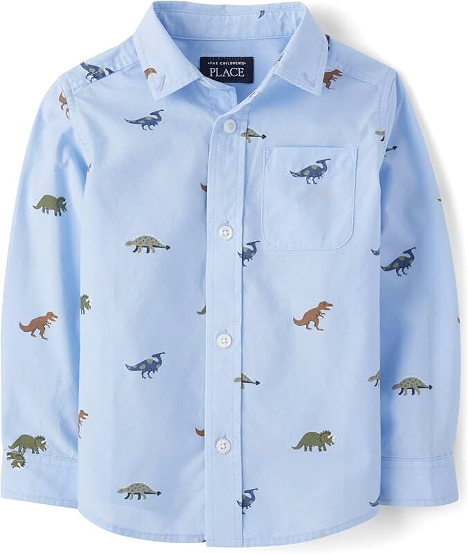 Baby Boys' and Toddler Long Sleeve Cotton Shirt