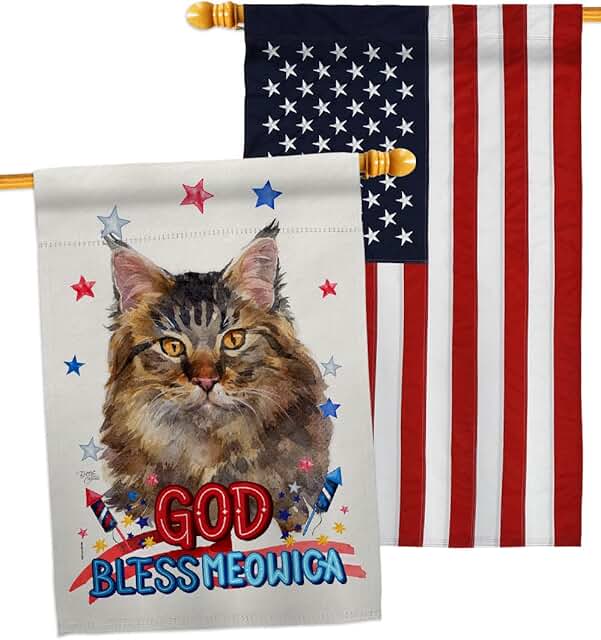 Patriotic Maine Coon Cat House Flag Pack