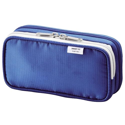 Double Pen Case, 3.3 x 6.9 inches, Blue