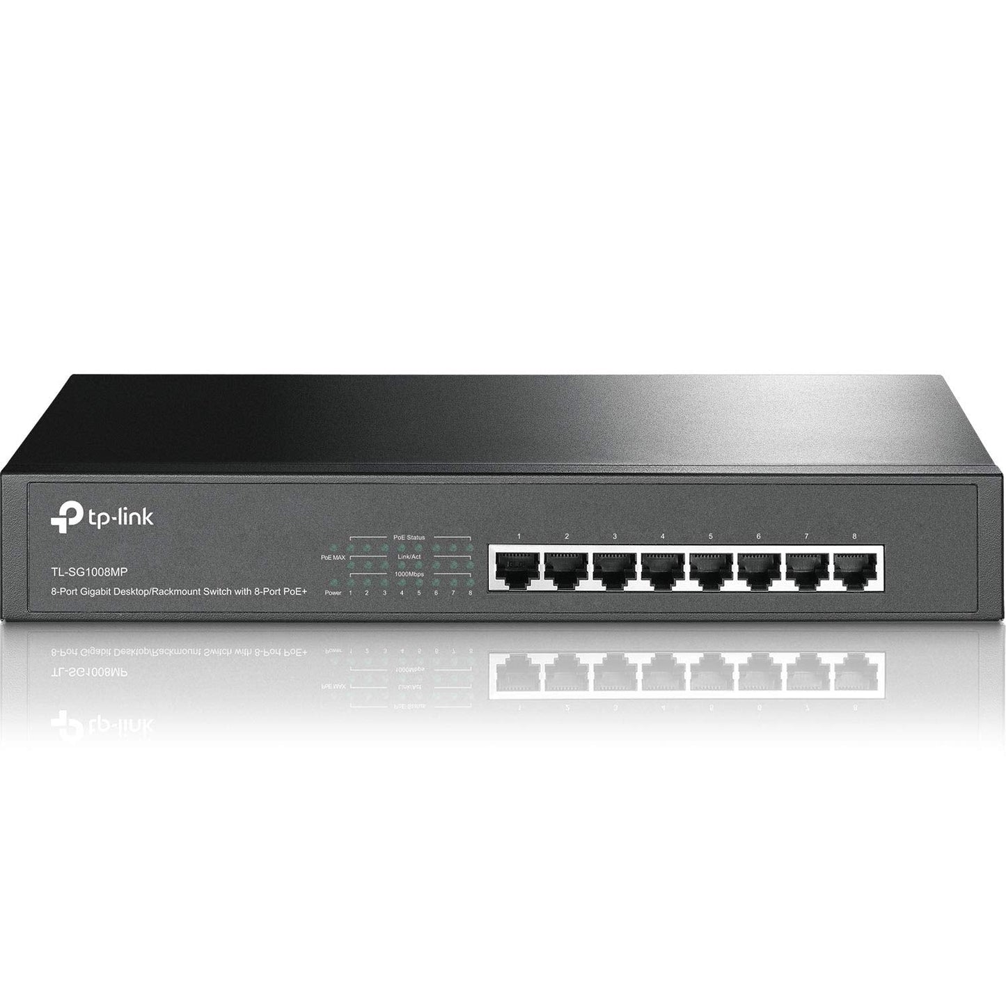 TL-SG1008MP V2 | 8 Port Gigabit PoE Switch | 8 PoE+ Ports @153W | Rackmount | Plug & Play | Sturdy Metal | Shielded Ports | Limited Lifetime Protection | Overload Protection w/ Port Priority