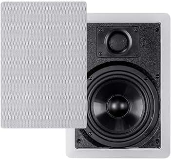 Pair 6.5-inch in-wall speakers with paintable grille