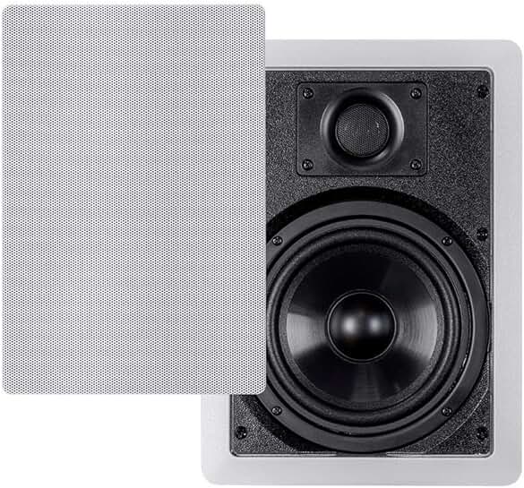 Pair 6.5-inch in-wall speakers with paintable grille