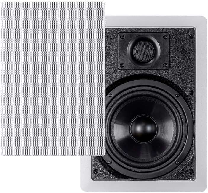 Pair 6.5-inch in-wall speakers with paintable grille