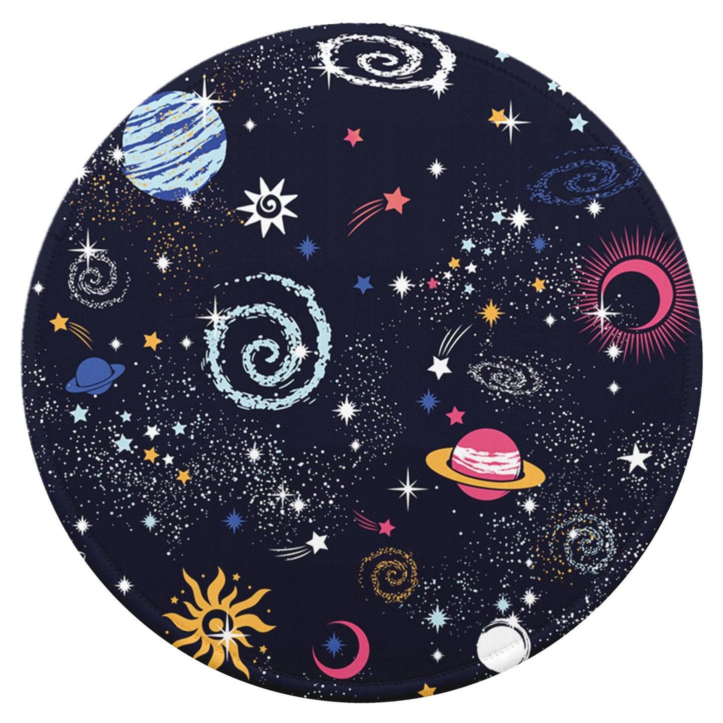 Round non-slip rubber mouse pad with stitched edge