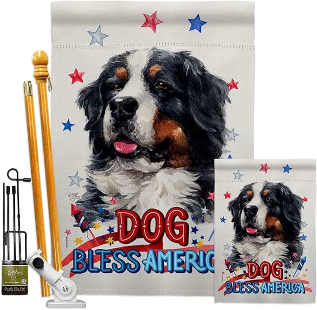 Patriotic Bernese Cattle Garden Flag with Dog and Animal Design