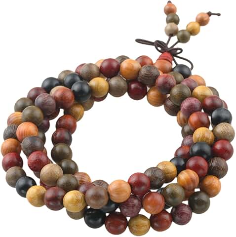 Natural Wood Wrap Bracelet with Prayer Beads for Meditation and Yoga