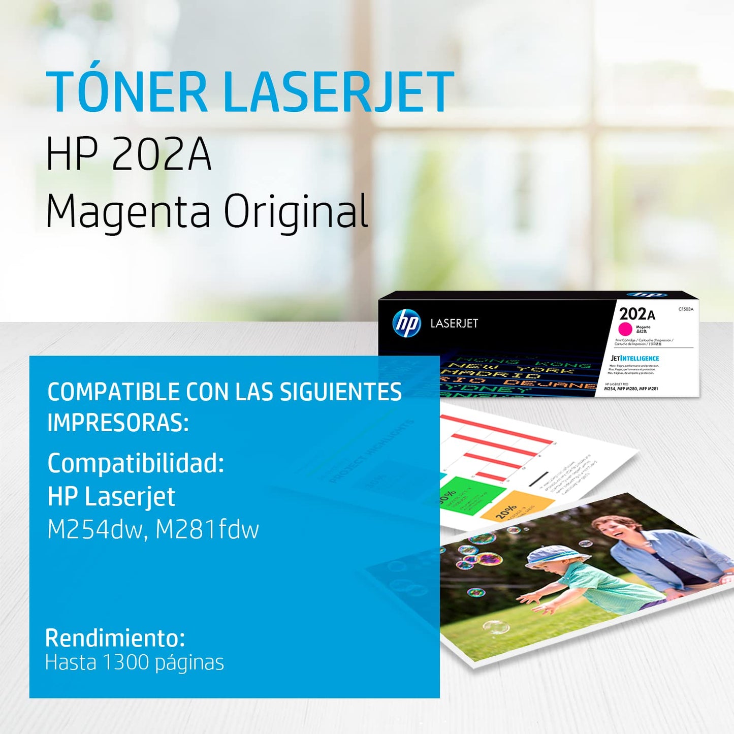 Original 202A Magenta Toner Cartridge | Works with Color LaserJet Pro M254, Color LaserJet Pro MFP M281 Series | CF503A