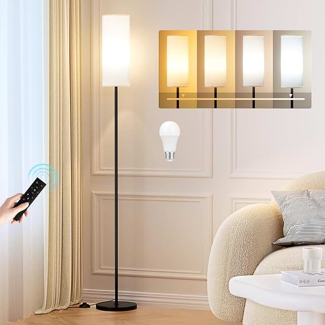 Modern 64-inch Floor Lamp with Remote and Dimmable Light