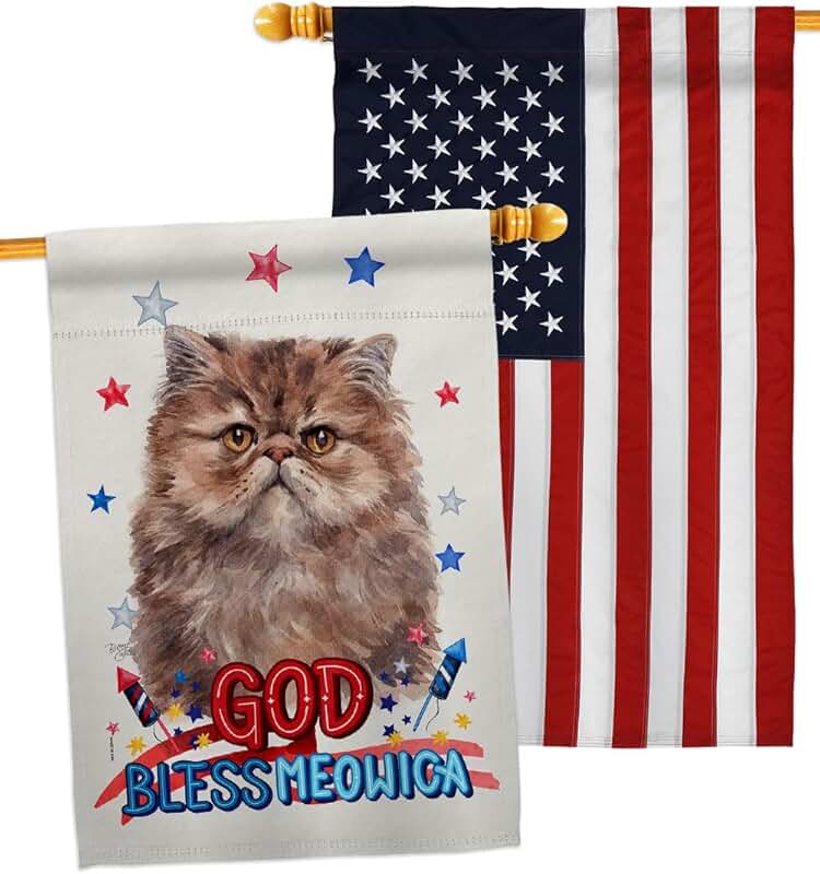 Patriotic Persian Cat House Flag Pack for Garden or Yard