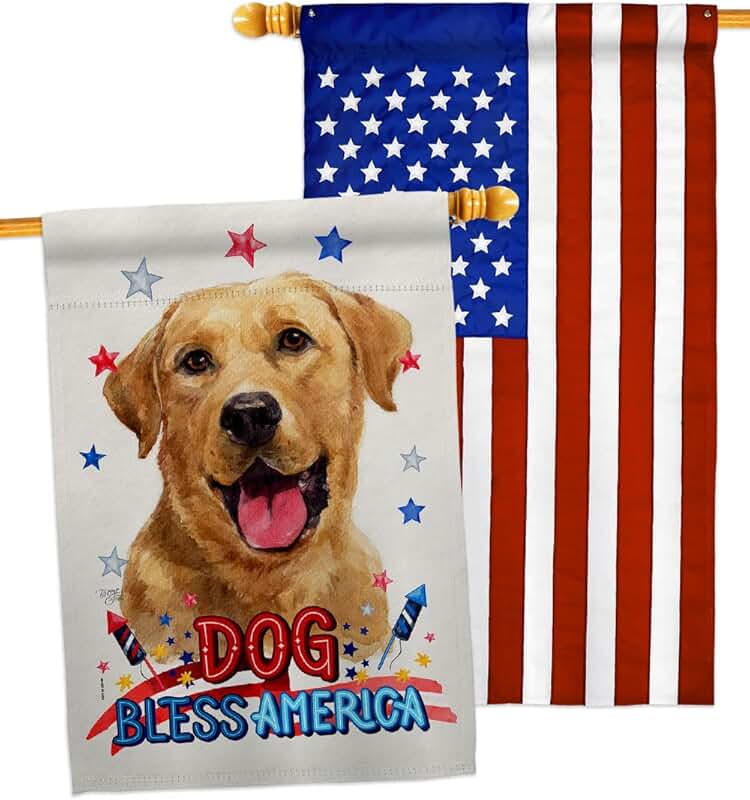 Patriotic Labrador Retriever House Flag for Garden