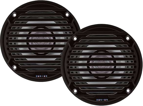Black 5.25-inch Waterproof Dual Cone Speakers