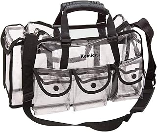 Large clear travel makeup bag with six external pockets