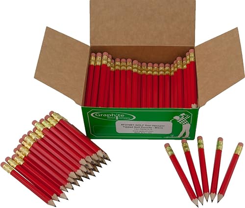 Red Hexagonal Golf Pencils, 144 Pre-Sharpened