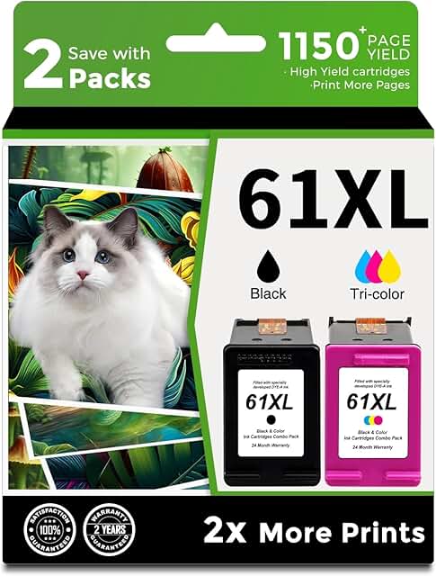 Black Ink Cartridge Replacement for HP 61 XL