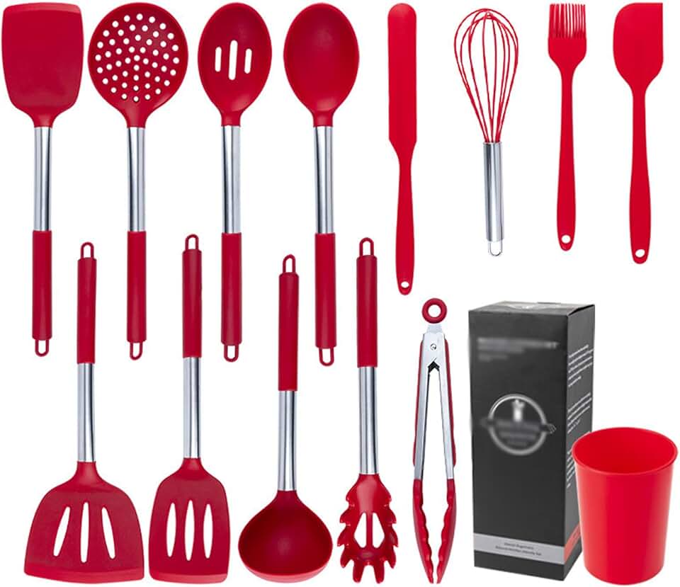 14-Piece Silicone Kitchen Utensil Set with Holder