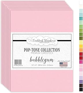 Pink Cardstock Paper, 25 Sheets, 8.5 x 11", 100 lb