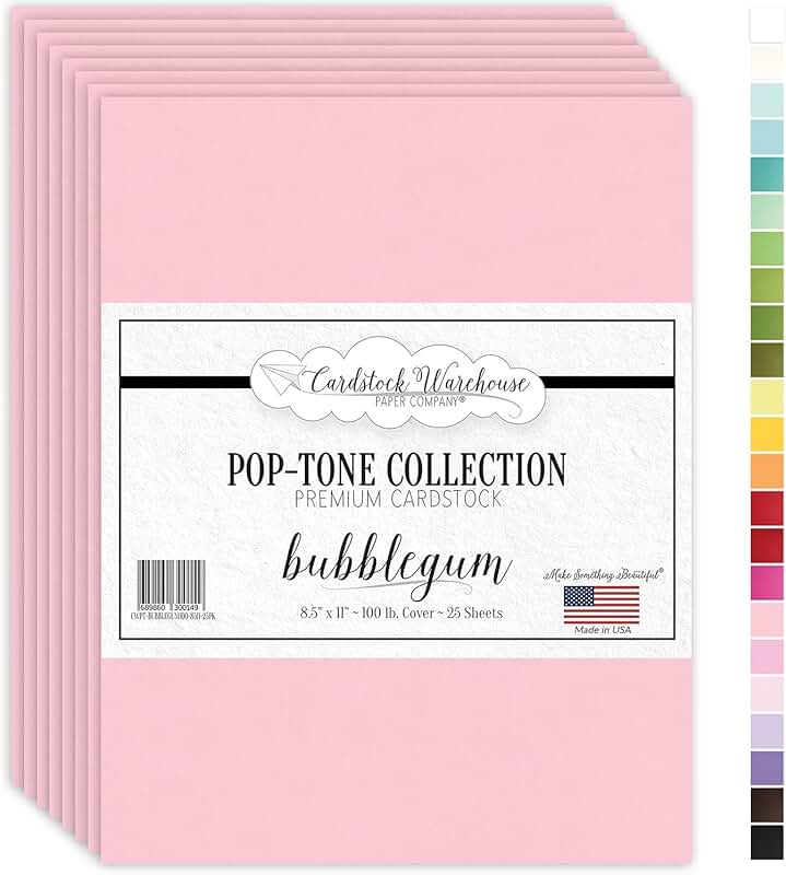Pink Cardstock Paper, 25 Sheets, 8.5 x 11", 100 lb