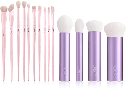 10-Piece Pink Eyeshadow and Face Kabuki Brush Set