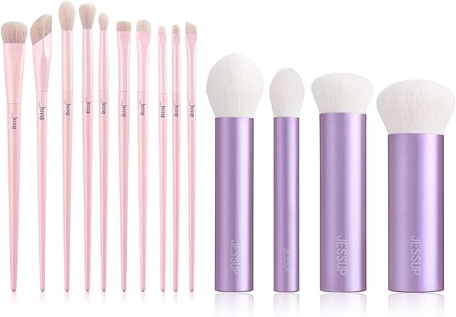 10-Piece Pink Eyeshadow and Face Kabuki Brush Set