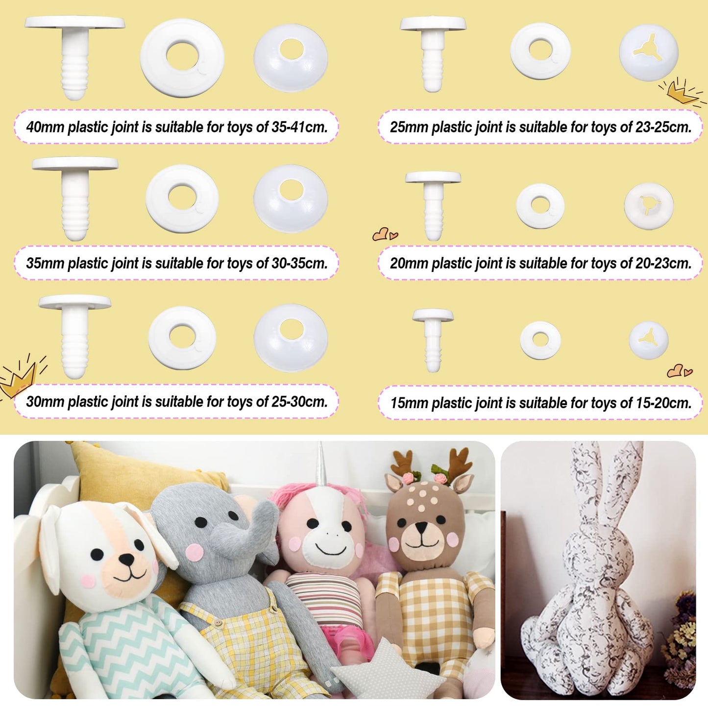 36-Piece Assorted Plastic Doll Joints Kit