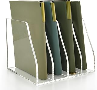 Acrylic Magazine File Holder with 4 Compartments