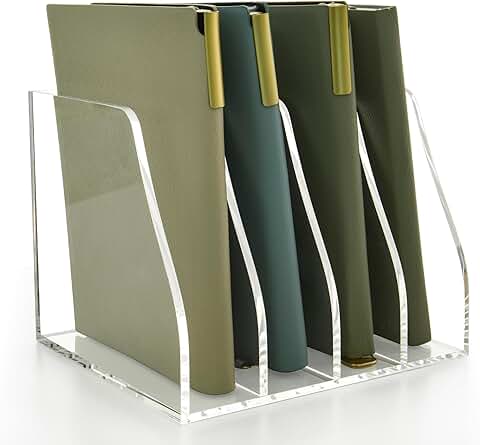 Acrylic Magazine File Holder with 4 Compartments