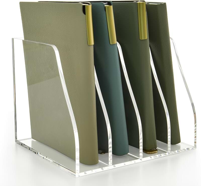 Acrylic Magazine File Holder with 4 Compartments